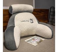 HYueaph Bed Pillows for Sitting Up In Bed, Back Rest Pillow for Bed with Arms & Detachable Neck Roll - Premium Shredded Memory Foam TV Backrest Pillow - Best Gift for Adults & Kids,Black-S