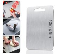 HYUEE Titanium Cutting Board, 29 x 20 cm, Metallic Silver, Solid, Rectangular, Double-Sided, Non-Slip, Easy to Clean, Dishwasher Safe, Perfect for Meats, Fruits, Vegetables, Bread