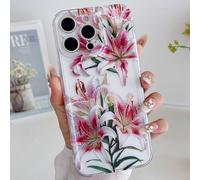 HYUEKOKO for iPhone 12 Pro Max Case, Cute Lily Flower Pattern Design for Summer Hawaiian, Clear Shockproof Protective Case for Girls Women-Transparent