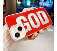 HYUEKOKO "GOD HAS A Plan for You Phone Case for iPhone 13 & iPhone 14, Cute Fashion Letter Print Aesthetics Design Simple Case, Soft TPU Slim Shockproof Cover for Girls Women and Men - White Red