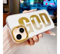 HYUEKOKO "GOD HAS A Plan for You Phone Case for iPhone 13 & iPhone 14, Cute Fashion Letter Print Aesthetics Design Simple Case, Soft TPU Slim Shockproof Cover for Girls Women and Men - Gold