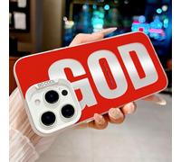 HYUEKOKO "GOD HAS A Plan for You Phone Case for iPhone 14 Pro Max, Cute Fashion Letter Print Aesthetics Design Simple Case, Soft TPU Slim Shockproof Cover for Girls Women and Men - White Red