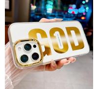 HYUEKOKO "GOD HAS A Plan for You Phone Case for iPhone 15 Pro Max, Cute Fashion Letter Print Aesthetics Design Simple Case, Soft TPU Slim Shockproof Cover for Girls Women and Men - Gold