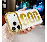 HYUEKOKO "GOD HAS A Plan for You Phone Case for iPhone 17 Pro, Cute Fashion Letter Print Aesthetics Design Simple Case, Soft TPU Slim Shockproof Cover for Girls Women and Men - Gold