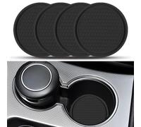 Hyuelefu 4 Pack Car Coasters, Universal Auto Cup Holder Insert Coaster, Non-Slip Vehicle Coasters for Women Men, Vehicle Interior Accessories Universal for Most Cars Trucks (Black)