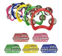 Hyuetrsa 30 Pack Tambourine with 4 Bells Handheld Tambourines,Plastic Tamborines Musical Instrumen,Mini Percussion Tambourines for Noise Makers and All Groups for Holiday Party Education （5Colors）