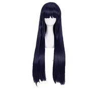Hyuga Hinata Cosplay Wig Long Straight Neat Bang Heat Resistant Synthetic Hair Wig + Wig Cap