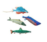 HYUIND Cat Toy Deep-sea Fish Doll Mint Plush Stuffed Pillow Simulation Self Hi InteractiveTraining Supplies Cats To Chase(2pc Color Random)
