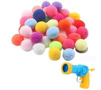 HYUIND Cat Toys Interactive Launch Training Toy Gun 20/30/50/100 Pcs Plush Ball Kittens Mini Pompoms Games Stretch Plush Ball(20 Balls 1 Shooter)