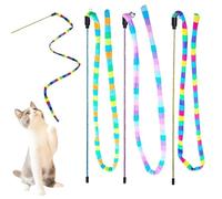 HYUIND Cats Wand Toy Rainbow Scratching Double Sided Cats Teaser Wand Interactive Stick Toy Playful Chasing Scratching Wand Toy(A)