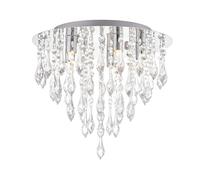 HYUIND outdoor pendant light Modern Crystal Chandelier Flush Mount Ceiling Light Crystal Droplets Round Chrome Elegant Pendant Lighting Shade for Bedroom,Living Room,Hallway