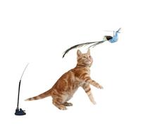 HYUIND Simulation Bird Cat Toys Funny Interactive Peacock With Bell Cat Stick For Kitten Teaser Wand Toys Pet Cats Supplies(Parrot-Sucker)
