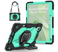 HYUKcase Case for Huawei Matepad Air 12 inch (2025)(2024)/MatePad 12X (2025),Shockproof and Drop Resistant,360-degree Rotating Stand,Can Be Carried By Hand. (Black+Mint Green)