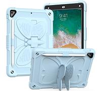 HYUKcase Case for iPad 6th/5th Generation/Air 2/Pro 9.7'',A Beautifully Designed Butterfly Wing Bracket,Heavy Duty Hard Rugged Cover for Kids Girls, (Blue)
