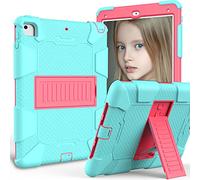 HYUKcase Case for iPad 6th/5th Generation/Air 2/Pro 9.7'',Equipped with A Bracket,shock and Drop Resistant,providing Comprehensive Protection, (Mint Green+Rose Red)