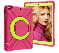 HYUKcase Case for iPad 6th/5th Generation/Air 2/Pro 9.7'',multi-layer Protection Shockproof and Drop Resistant,360 Degree Circular Rotating Bracket (Rose Red+Grass Green)