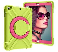 HYUKcase Case for iPad 6th/5th Generation/Air 2/Pro 9.7'',multi-layer Protection Shockproof and Drop Resistant,360 Degree Circular Rotating Bracket (Grass Green+Rose Red)