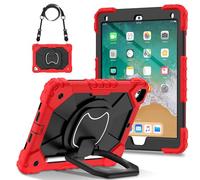 HYUKcase Case for iPad 6th/5th Generation/Air 2/Pro 9.7'',Shockproof and Drop Resistant,360-degree Rotating Stand,Can Be Carried By Hand. (Red+Black)