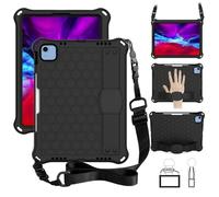 HYUKcase Case for iPad 9.7 inch 2018 2017 5th/6th Generation/iPad Air 2,Heavy Duty Shockproof Protective Cover with Shoulder Strap Handles Stand for Girls Women (Black+Black)