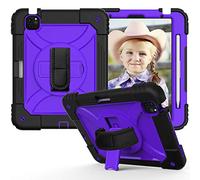 HYUKcase Case for iPad Air 11" M2/M3/M4, Air 4/5 10.9",iPad Pro 11" 1st-4th Gen 2018-2022,Shockproof and Drop-resistant,equipped with A Hand Strap and Shoulder Strap, (Black+Purple)