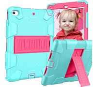HYUKcase Case for iPad mini 5th/4th Generation 7.9'' for iPad mini 5/ Mini 4,Equipped with A Bracket,shock and Drop Resistant,providing Comprehensive Protection, (Mint Green+Rose Red)