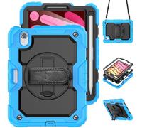 HYUKcase Case for iPad mini 7 (A17 Pro) 2024/iPad Mini 6th Gen 8.3'' 2021,2-in-1 PC+Silicone with Screen Protector, Shoulder Strap, Pearl Bag & Pen Holder for Amazon Fire Tablet (Light Blue)