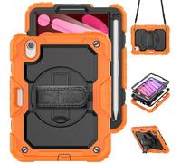 HYUKcase Case for iPad mini 7 (A17 Pro) 2024/iPad Mini 6th Gen 8.3'' 2021,2-in-1 PC+Silicone with Screen Protector, Shoulder Strap, Pearl Bag & Pen Holder for Amazon Fire Tablet (Orange)