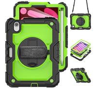 HYUKcase Case for iPad mini 7 (A17 Pro) 2024/iPad Mini 6th Gen 8.3'' 2021,2-in-1 PC+Silicone with Screen Protector, Shoulder Strap, Pearl Bag & Pen Holder for Amazon Fire Tablet (Yellow-Green PC)