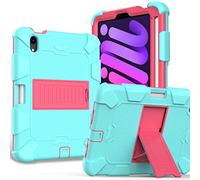HYUKcase Case for iPad mini 7 (A17 Pro) 2024/iPad Mini 6th Gen 8.3'' 2021,Equipped with A Bracket,shock and Drop Resistant,providing Comprehensive Protection, (Mint Green+Rose Red)
