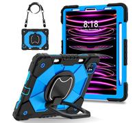 HYUKcase Case for iPad Pro 11 Inch(2022/2021/2020/2018Model),iPad Air 5/4(10.9-Inch),Shockproof and Drop Resistant,360-degree Rotating Stand,Can Be Carried By Hand. (Black+Blue)