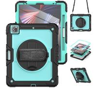 HYUKcase Case for iPad Pro 12.9 inch 6th/ 5th/ 4th/ 3rd Generation,2-in-1 PC+Silicone with Screen Protector, Shoulder Strap, Pearl Bag & Pen Holder for Amazon Fire Tablet (Light Blue PC)