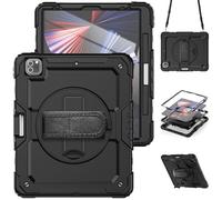 HYUKcase Case for iPad Pro 12.9 inch 6th/ 5th/ 4th/ 3rd Generation,2-in-1 PC+Silicone with Screen Protector, Shoulder Strap, Pearl Bag & Pen Holder for Amazon Fire Tablet (Black)