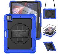 HYUKcase Case for iPad Pro 12.9 inch 6th/ 5th/ 4th/ 3rd Generation,2-in-1 PC+Silicone with Screen Protector, Shoulder Strap, Pearl Bag & Pen Holder for Amazon Fire Tablet (Dark Blue)