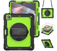 HYUKcase Case for iPad Pro 12.9 inch 6th/ 5th/ 4th/ 3rd Generation,2-in-1 PC+Silicone with Screen Protector, Shoulder Strap, Pearl Bag & Pen Holder for Amazon Fire Tablet (Yellow-Green PC)