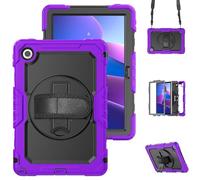 HYUKcase Case for Lenovo Tab 10.1'' 2025 TB-311FU / TB-311XU,2-in-1 PC+TPU for Your Tablet Model with Screen Protector, Shoulder Strap, Pen Holder & Padded Bag (Purple)