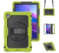 HYUKcase Case for Lenovo Tab 10.1'' 2025 TB-311FU / TB-311XU,2-in-1 PC+TPU for Your Tablet Model with Screen Protector, Shoulder Strap, Pen Holder & Padded Bag (Yellow Green)