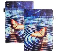 HYUKcase case for Lenovo Tab M10 Plus 3rd Gen Case 10.6 Inch 2022(TB125FU/TB128FU/TB128XU),Anti-Slip Stand Soft TPU Back Protective Cover with Elastic Strap,Card Slots+Pencil Holder (Wave Butterfly)