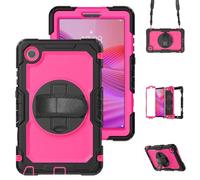 HYUKcase Case for Lenovo Tab One 8.7 inch/K9 TB305FU (2025),2-in-1 PC+TPU for [Your Tablet Model] with Screen Protector, Shoulder Strap, Pen Holder & Padded Bag (Rose Red PC)