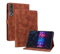 HYUKcase Case for Lenovo Tab One / K9 (TB305FU) 8.7 inch (Brown) | Embossed Suede Leather Stand Cover for Kids,Girls,Woman,with Card Slots and Pen Cap