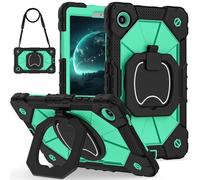HYUKcase Case for Lenovo Tab One/Lenovo Tab K9 TB305FU/XU,Shockproof Duty Cover with Hand Shoulder Strap/360 Rotatable Kickstand/Pencil Holder (Black+ Mint)