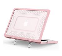HYUKcase Case for Mac Book Pro 14 2021/2023/2024/2025/2026,with Anti-Slip Durable Metal Stand Holds,Honeycomb Hybrid Rugged Shell,Max Cooling & Stability (Pink)