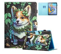 HYUKcase Case for Samsung Galaxy Tab A 10.5 2018 Model SM-T590/T595/T597,Shockproof PU Leather Cover with Card Slot,Smart Wake Sleep Stand Cover (Corgi)