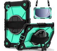 HYUKcase Case for Samsung Galaxy Tab A11 Plus/A11 + 11" 2025 SM-X230,Equipped with Brackets,Shoulder Straps,and Hand Straps,Shock-absorbing and Drop Resistant, (Black+Mint Green)