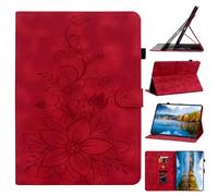 HYUKcase Case for Samsung Galaxy Tab A11+ Plus Case 11" 2026 /A9+ Plus 11” 2023,Embossed Suede Leather Stand Cover for Kids,Girls,Woman,with Card Slots and Pen Cap, (Red)