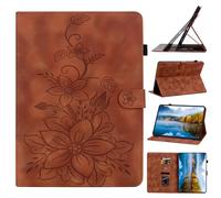 HYUKcase Case for Samsung Galaxy Tab A11+ Plus Case 11" 2026 /A9+ Plus 11” 2023,Embossed Suede Leather Stand Cover for Kids,Girls,Woman,with Card Slots and Pen Cap, (Brown)