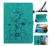 HYUKcase Case for Samsung Galaxy Tab A11+ Plus Case 11" 2026 /A9+ Plus 11” 2023,Embossed Suede Leather Stand Cover for Kids,Girls,Woman,with Card Slots and Pen Cap, (Green)
