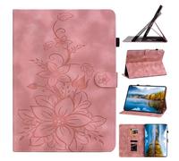 HYUKcase Case for Samsung Galaxy Tab A11+ Plus Case 11" 2026 /A9+ Plus 11” 2023,Embossed Suede Leather Stand Cover for Kids,Girls,Woman,with Card Slots and Pen Cap, (Pink)