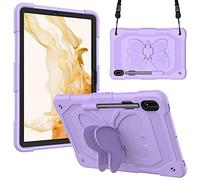 HYUKcase Case for Samsung Galaxy Tab S10 Lite/S10 FE/S9 FE/Tab S9/S8/S7 5G 10.9"/11 Inch,A Beautifully Designed Butterfly Wing Bracket,Heavy Duty Hard Rugged Cover for Kids Girls, (Purple)
