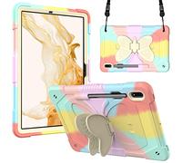 HYUKcase Case for Samsung Galaxy Tab S10 Lite/S10 FE/S9 FE/Tab S9/S8/S7 5G 10.9"/11 Inch,A Beautifully Designed Butterfly Wing Bracket,Heavy Duty Hard Rugged Cover for Kids Girls, (colourful)