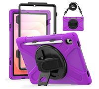 HYUKcase Case for Samsung Galaxy Tab S11 SM-X730 SM-X736B,with 360°Rotatable Stand & Shoulder Strap, Heavy Duty (Purple)